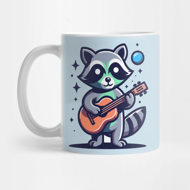 Raccoon Guitarist - Cute Funny Kawaii by FunnyTee's